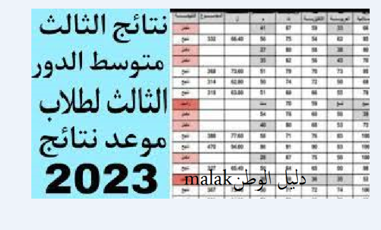 نتائج الثالث المتوسط 2023 الدور الثالث